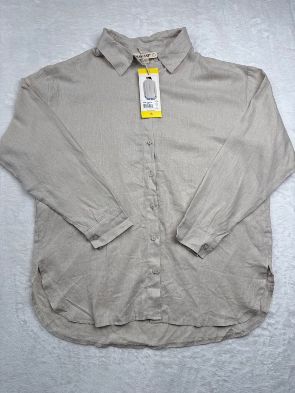 Blanknyc Womens Button-Up Shirt Tan Small Long Sleeve Lightweight